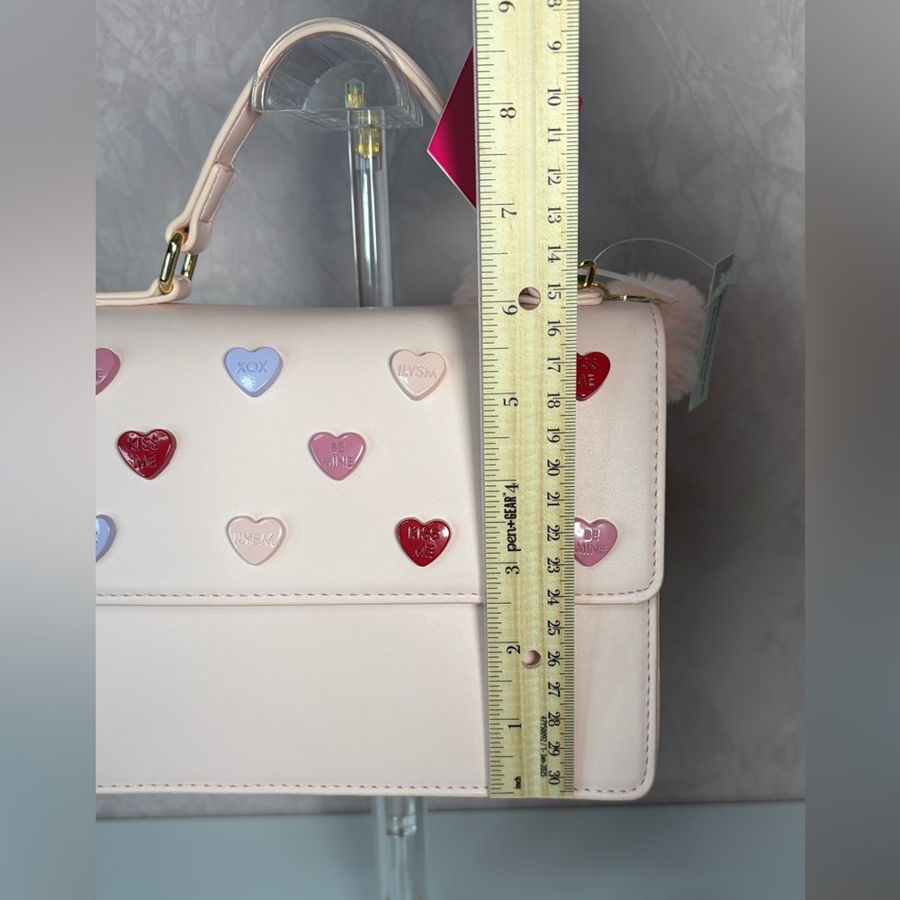 Betsey Johnson Pink Mini Bag with Heart Accents XOMylo2 Blush - Picture 6 of 15